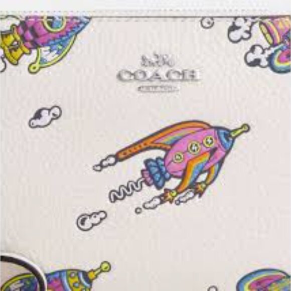 Coach Cosmic Corner Zip Wristlet With Rocket Print - Picture 3 of 6